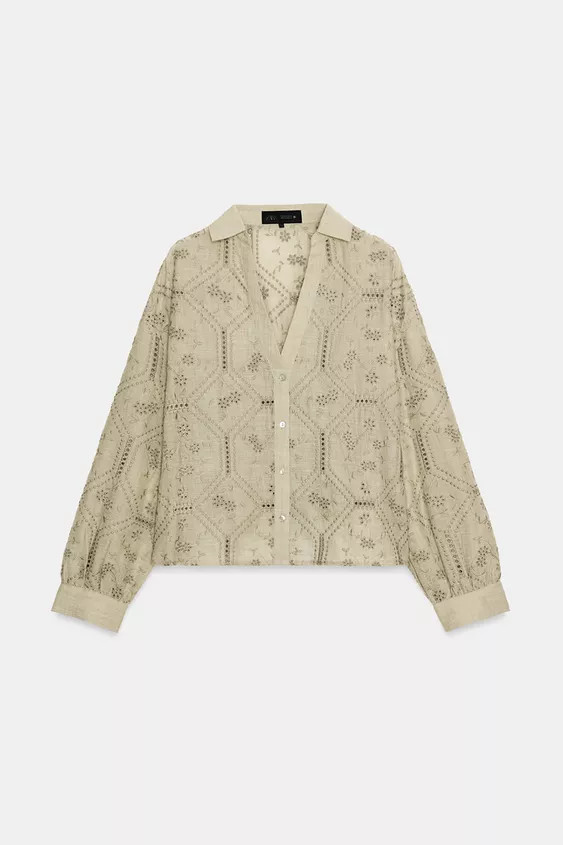 EMBROIDERED EYELET SHIRT | Zara Canada