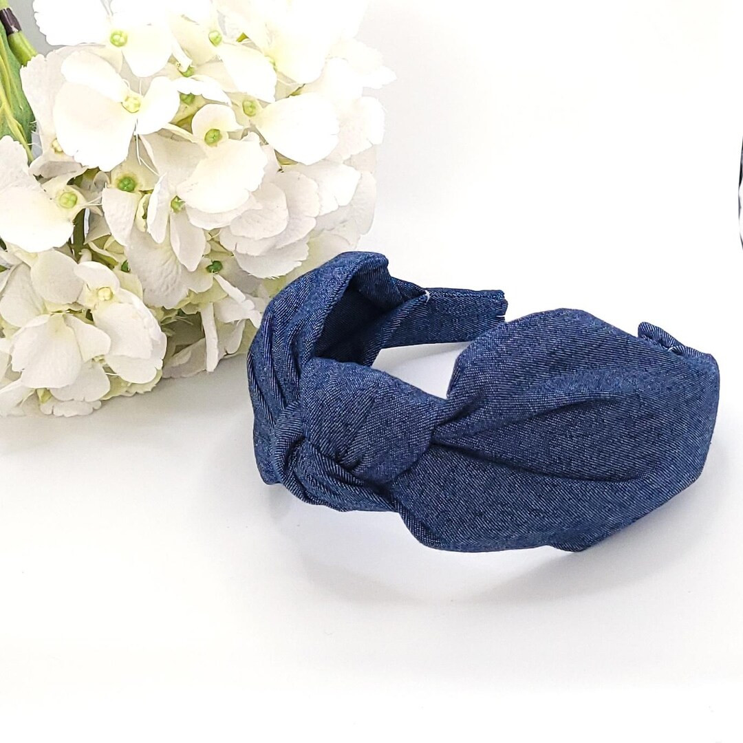 Dark Denim Knot Headband: Chambray Alice Band Hair Accessory Turban | Etsy (US)
