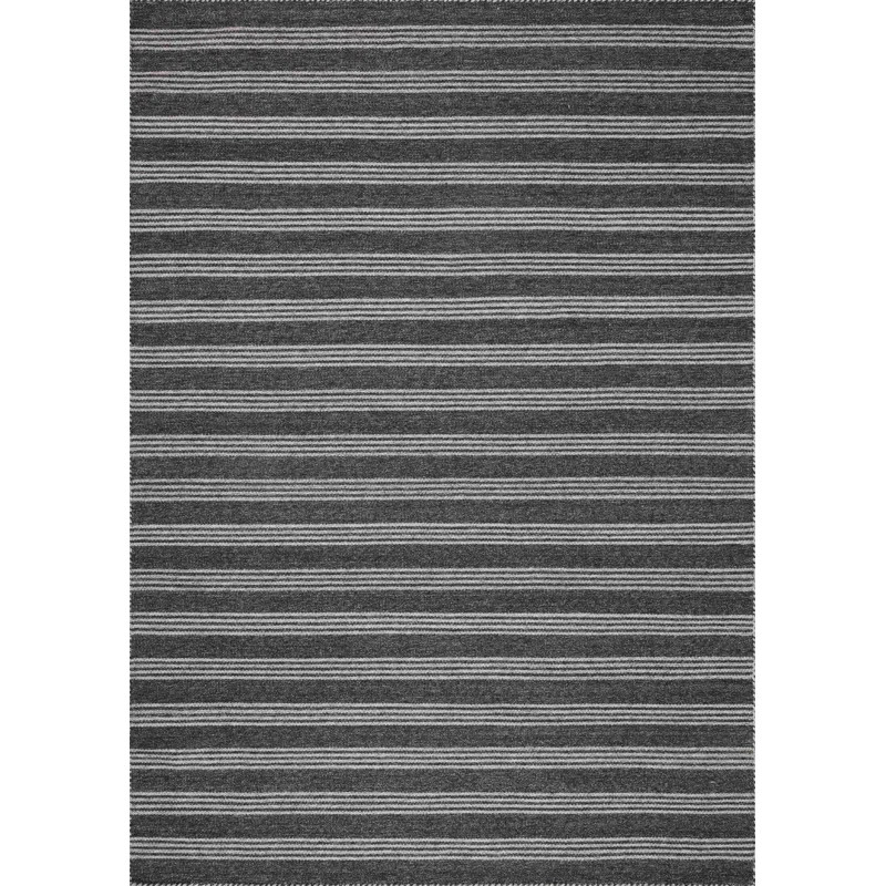 Charlie Striped Hand Loomed Polyester Indoor / Outdoor Area Rug in Black/Gray | Wayfair North America