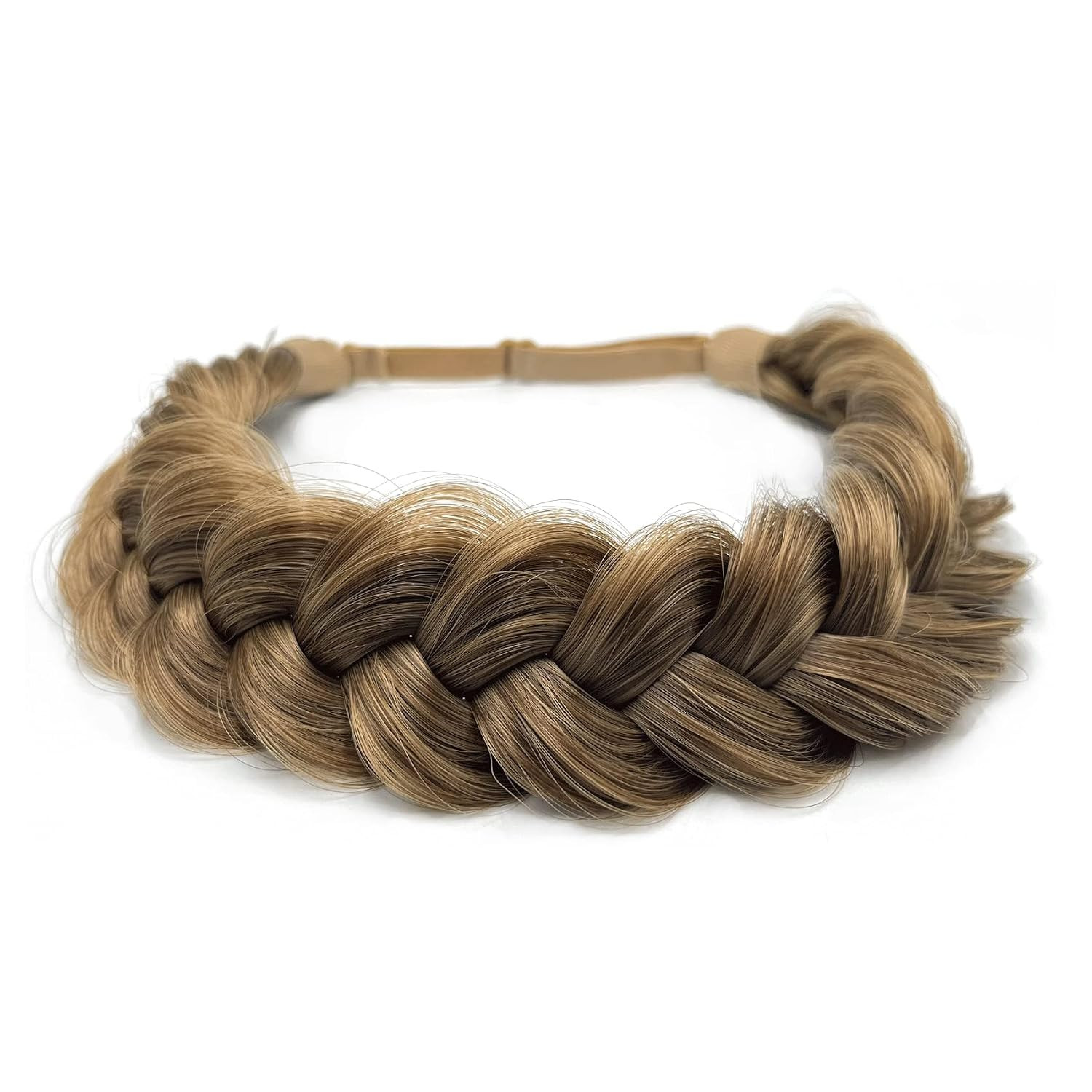 Braid Headband 2 Strands Messy Classic Chunky Plaited Wide Braids Elastic Stretch Quality Synthetic Braided Headband Women Girl Bohemian Hair Braid 65g (Sahara Beige) | Amazon (US)