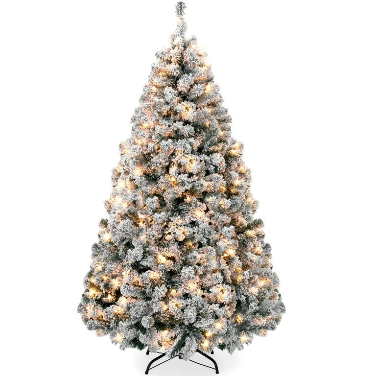 Best Choice Products 6ft Pre-Lit Holiday Christmas Pine Tree w/ Snow Flocked Branches, 250 Warm W... | Walmart (US)