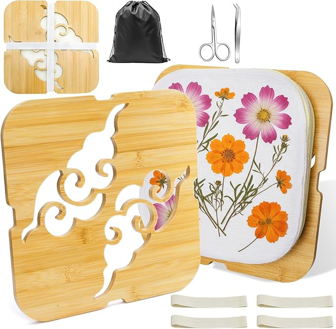 Noamus Extra Large Flower Press Kit, 11" x 11" Bamboo Floral Pressing Tool, 4 Layers Plant Preser... | Amazon (US)