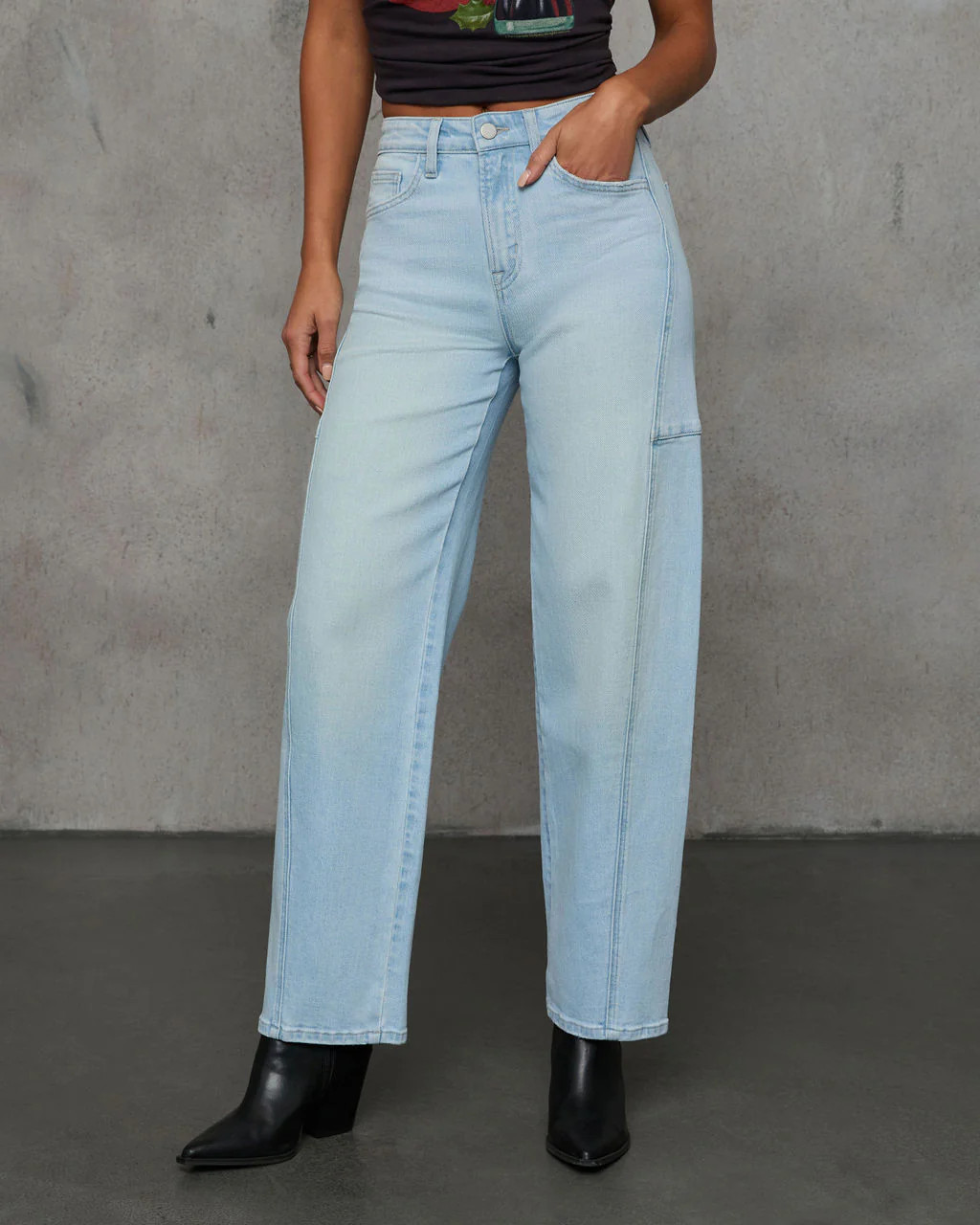 Merina Distressed Barrel Jeans | VICI