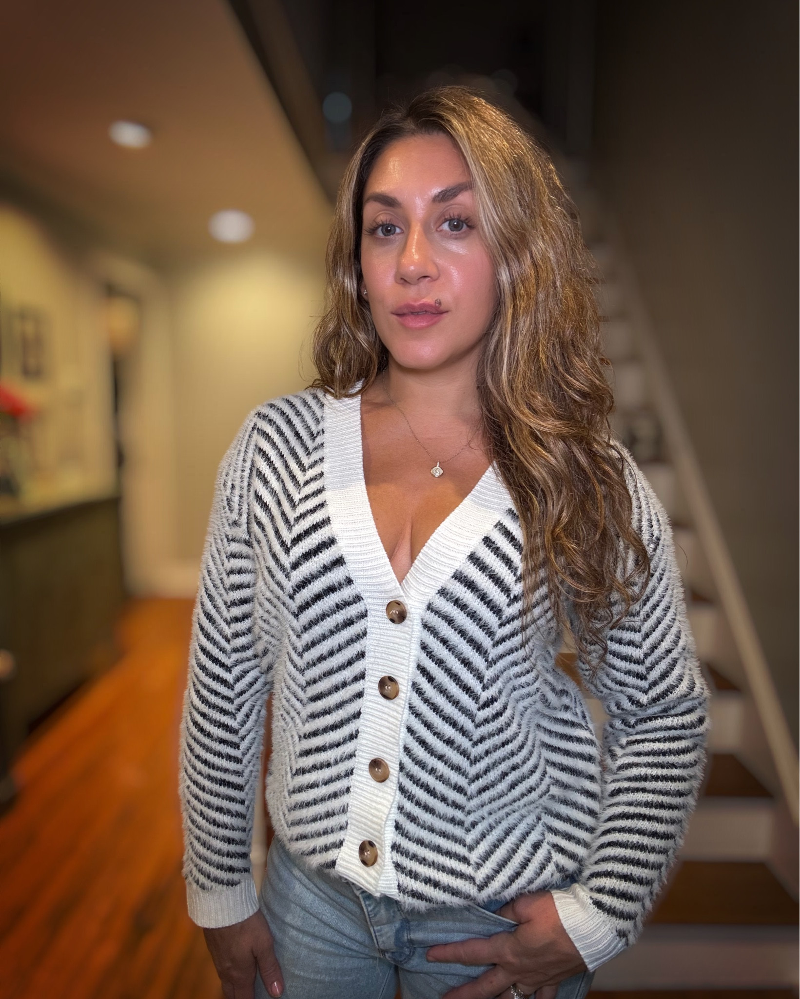 Sweater season in full-effect❄️✨
This gorgeous #sheinsweater is high-quality, thick and cozy soft- perfect for cold winter days ahead. I love the flattering low neckline and buttons you can wear closed or open, tucked or out.  It’s classic herringbone stripe is always in season and pairs beautifully with denim.

#LTKStyleTip #LTKSeasonal #LTKGiftGuide