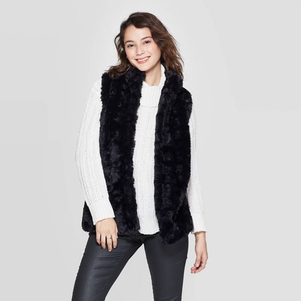 Women's Faux Fur Vest Jacket - Xhilaration™ Black | Target