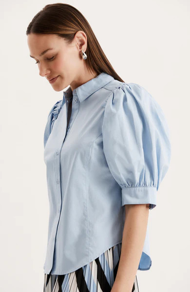 Dana Pleated Shoulder Shirt - Light Blue | tyler boe
