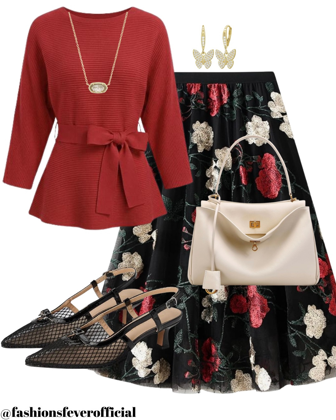 This outfit is a masterclass in transitional spring style, blending the cozy texture of a ribbed knit with the airy romance of a floral midi. It’s the perfect look for those spring days when the sun is out but there’s still a lingering crispness in the air.
Romantic Floral Spring Look
Elevate your spring wardrobe with this sophisticated and feminine ensemble. The deep red ribbed peplum top creates a beautiful silhouette with its cinched bow waist, perfectly complementing the floral embroidered mesh skirt. The mix of textures—from the structured knit to the delicate tulle, makes this outfit feel high-end and intentional.
Style Breakdown
• The Top: A textured, long-sleeve peplum in a rich berry red. The tie-waist detail is incredibly flattering, defining the waistline.
• The Skirt: A stunning black midi skirt featuring intricate red and cream floral embroidery. It provides a moody yet romantic spring vibe.
• The Accessories: * Shoes: Chic black mesh kitten heels for a modern, breathable touch.
• Bag: A structured cream top-handle bag to brighten the look.
• Jewelry: Whimsical gold butterfly earrings and a dainty pendant necklace for a touch of sparkle.
Where to Wear It
• Spring Garden Parties 🌷
• Sunday Brunch with the girls 
• Art Gallery Openings or Theater Nights 🎭
• Easter Celebrations 🐣
Shop the Look:
Click the link to grab these exact pieces!
#SpringOutfits #FloralMidiSkirt #PeplumTop #SpringStyle2026 #RomanticStyle #LTKStyleTip #SpringFashion #LTKSpring #LTKFashion #LTKStyletip

#LTKSeasonal #LTKootd
