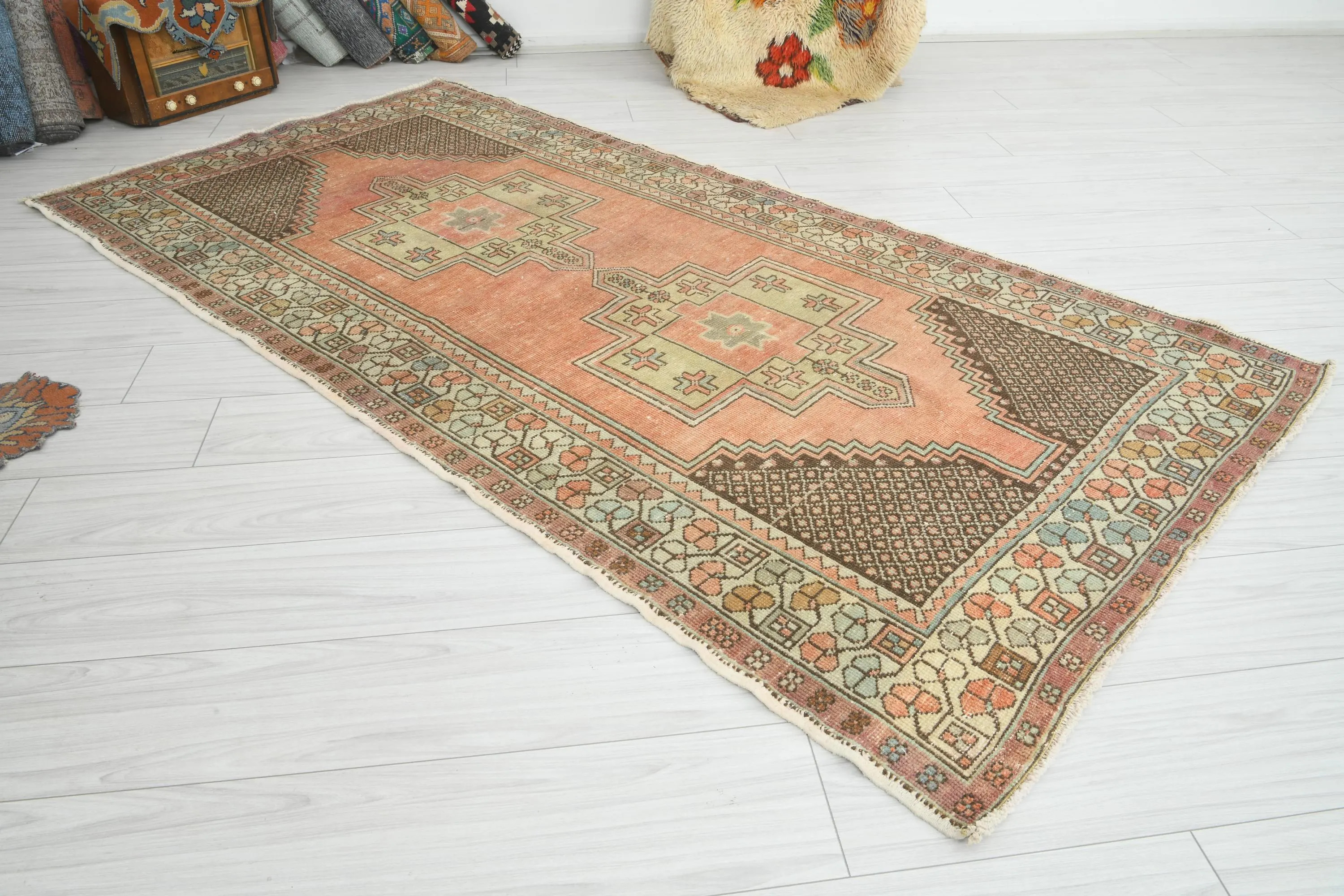 4x9 Vintage Rug, Corridor Turkish Runner, Handmade Oushak Rug Runner 4x9, Faded Rug,HandKnotted Gift Rug,Boho Entryway Rug,894 | Etsy (Global)