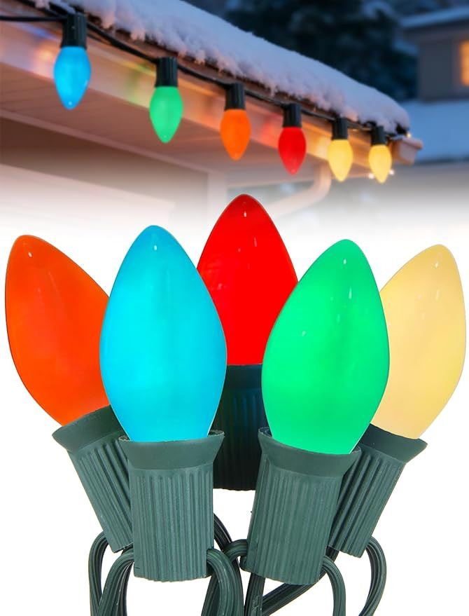C7 Multicolor Christmas Lights 25Ft C7 Christmas String Lights Outdoor with 27 Incandescent Light... | Amazon (US)