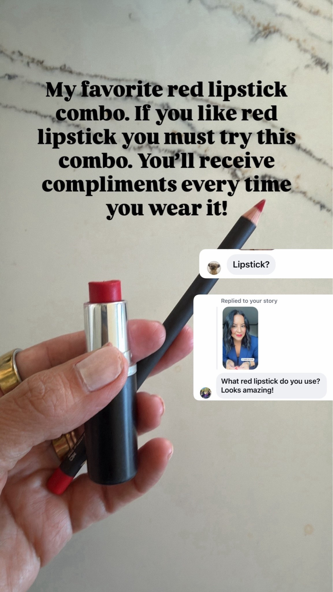 And it’s on sale!! Lipstick is Red Rock and liner is Cherry. The prettiest red lipstick combo.

#LTKBeauty #LTKOver40