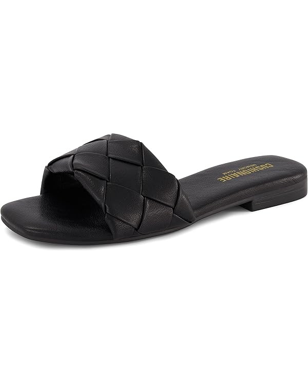 CUSHIONAIRE Women's Franca woven slide sandal +Memory Foam, Wide Widths Available, Black 7.5 | Amazon (US)