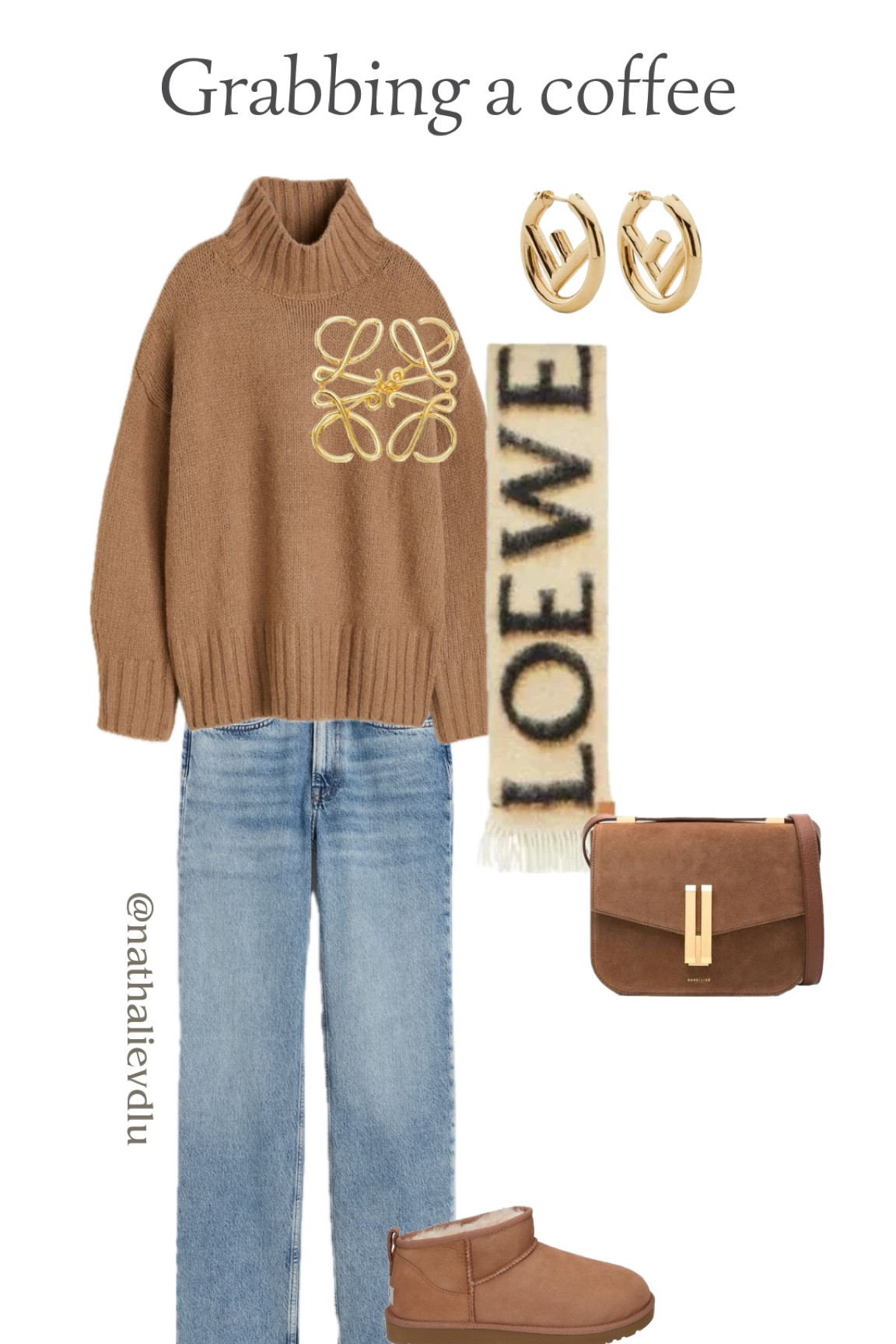 Grabbing a coffee outfit inspo 🤎 |
H&M sweater, tan knitwear, camel knitwear, H&M knitwear, H&M jeans, blue jeans, UGG ultra mini, camel ultra mini, chestnut ultra mini, Demellier London bag, tan bag, Loewe scarf, mohair scarf, Fendi earrings, Loewe brooch, golden details, coffee date outfit, casual outfitt

#LTKstyletip #LTKSeasonal #LTKeurope