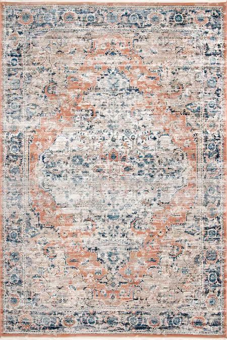 Beige Shaded Snowflakes 6' 7" x 9' Area Rug | Rugs USA