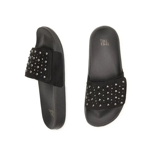 Time and Tru Women's Embellished Pool Slide Sandals | Walmart (US)