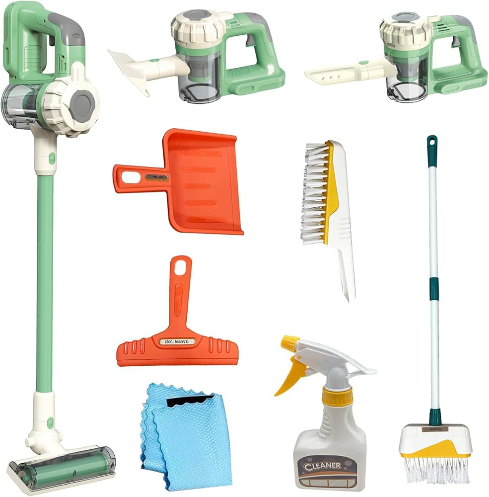 Kids Vacuum That Really Works 9Pcs Aged 3+ Kids Cleaning Set for Toddlers Toy Cleaner Kids Broom ... | Amazon (US)