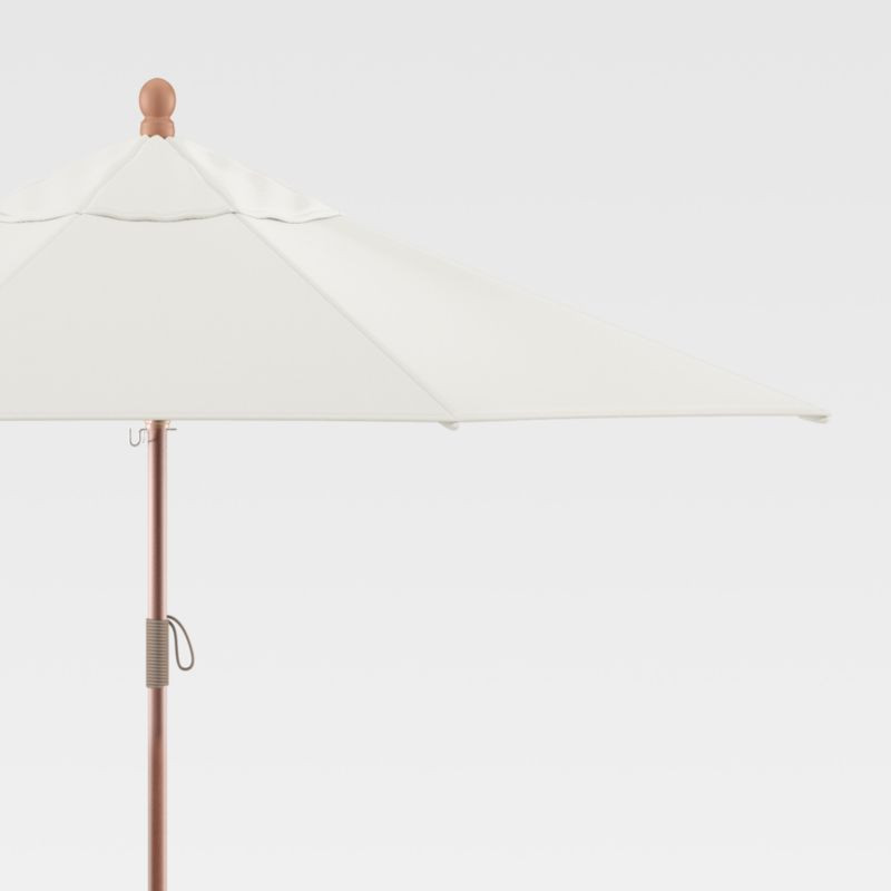 9' Round Sunbrella White Sand Outdoor Patio Umbrella with Eucalyptus Frame + Reviews | Crate & Ba... | Crate & Barrel