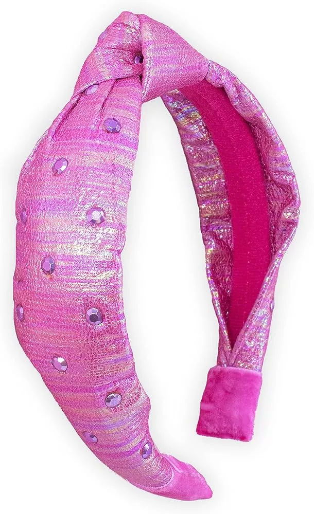 FROG SAC Pink Heart Headband for Girls Studded Knotted Headbands