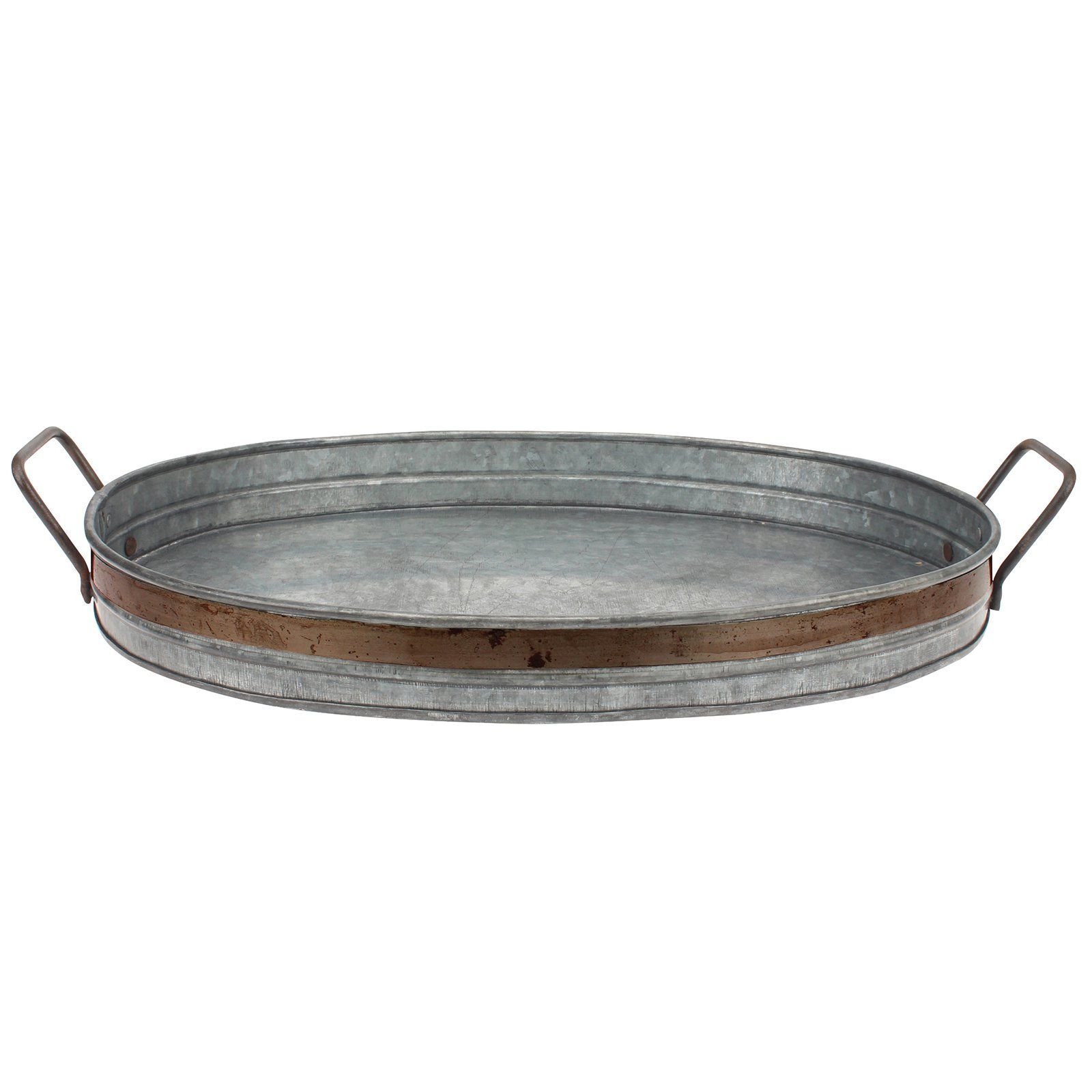 Stonebriar Collection Aged Galvanized Tray with Rust Metal Trim and Handles | Walmart (US)