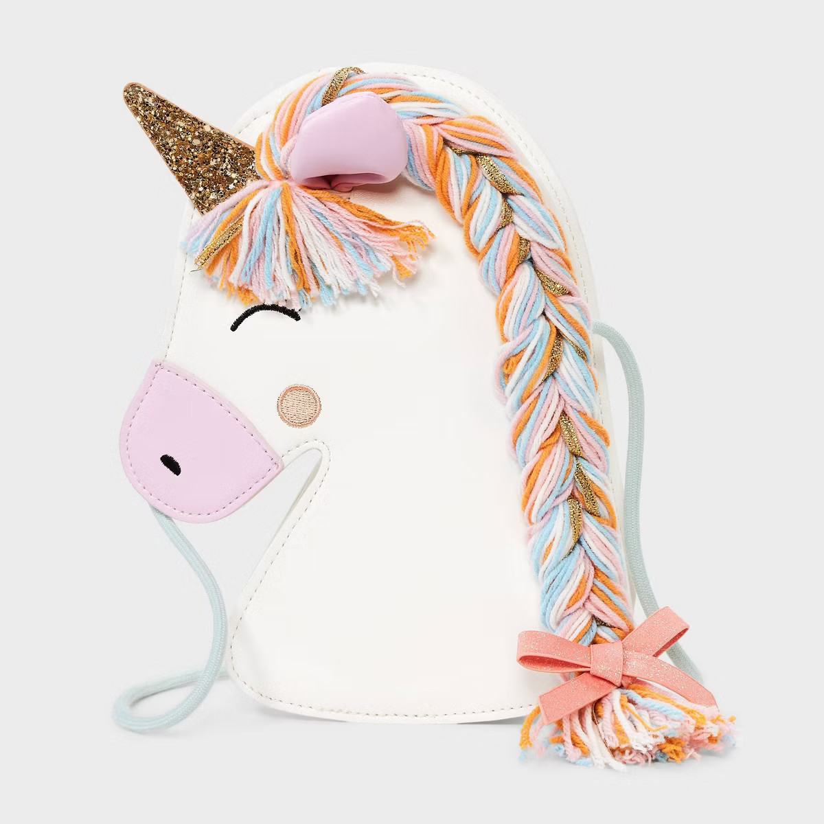 Girls' Unicorn Shaped with Braided Mane Crossbody Bag - Cat & Jack™️ White: Faux Leather, Str... | Target