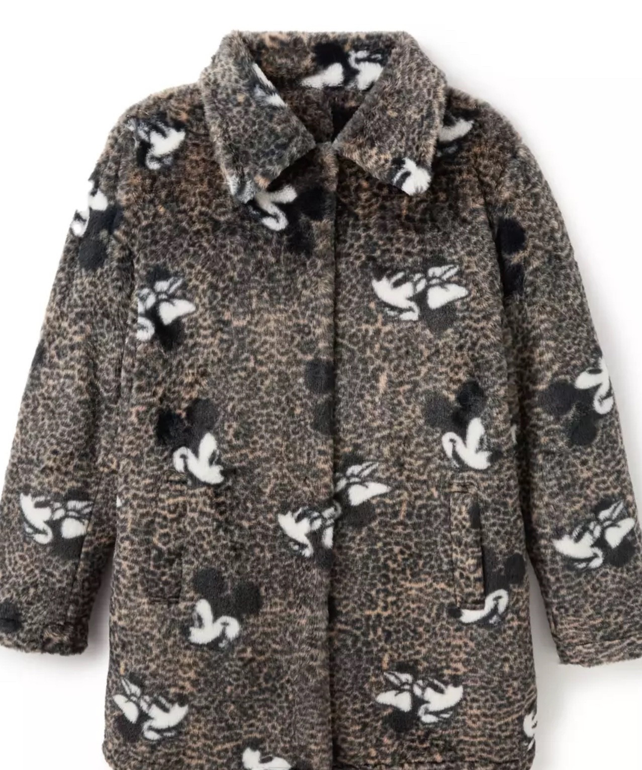Mickey and Minnie Mouse Faux Fur Animal Print Coat for Women disney