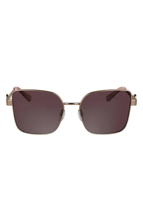 Longchamp Medallion 56mm Butterfly Sunglasses in Amber Gold/Purple at Nordstrom | Nordstrom