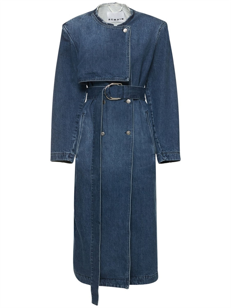 Remain - Adina cotton denim trench coat - Blue | Luisaviaroma | Luisaviaroma