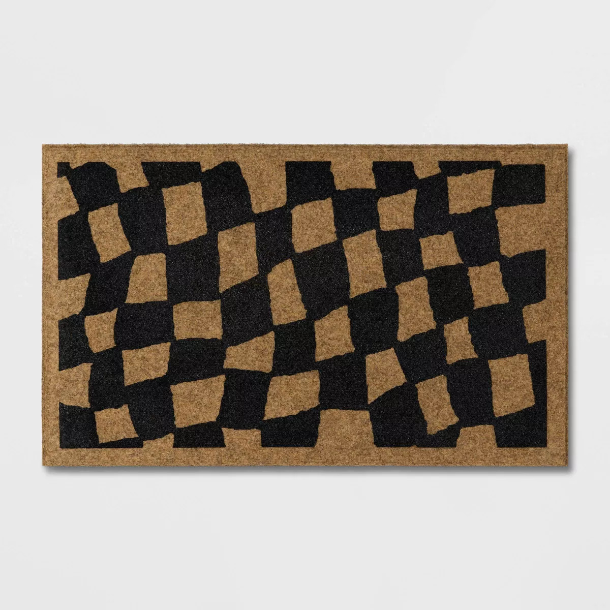 1'6"x2'6" Halloween Checkered Faux Coir Doormat Natural/Black - Hyde and EEK! Boutique™ | Target