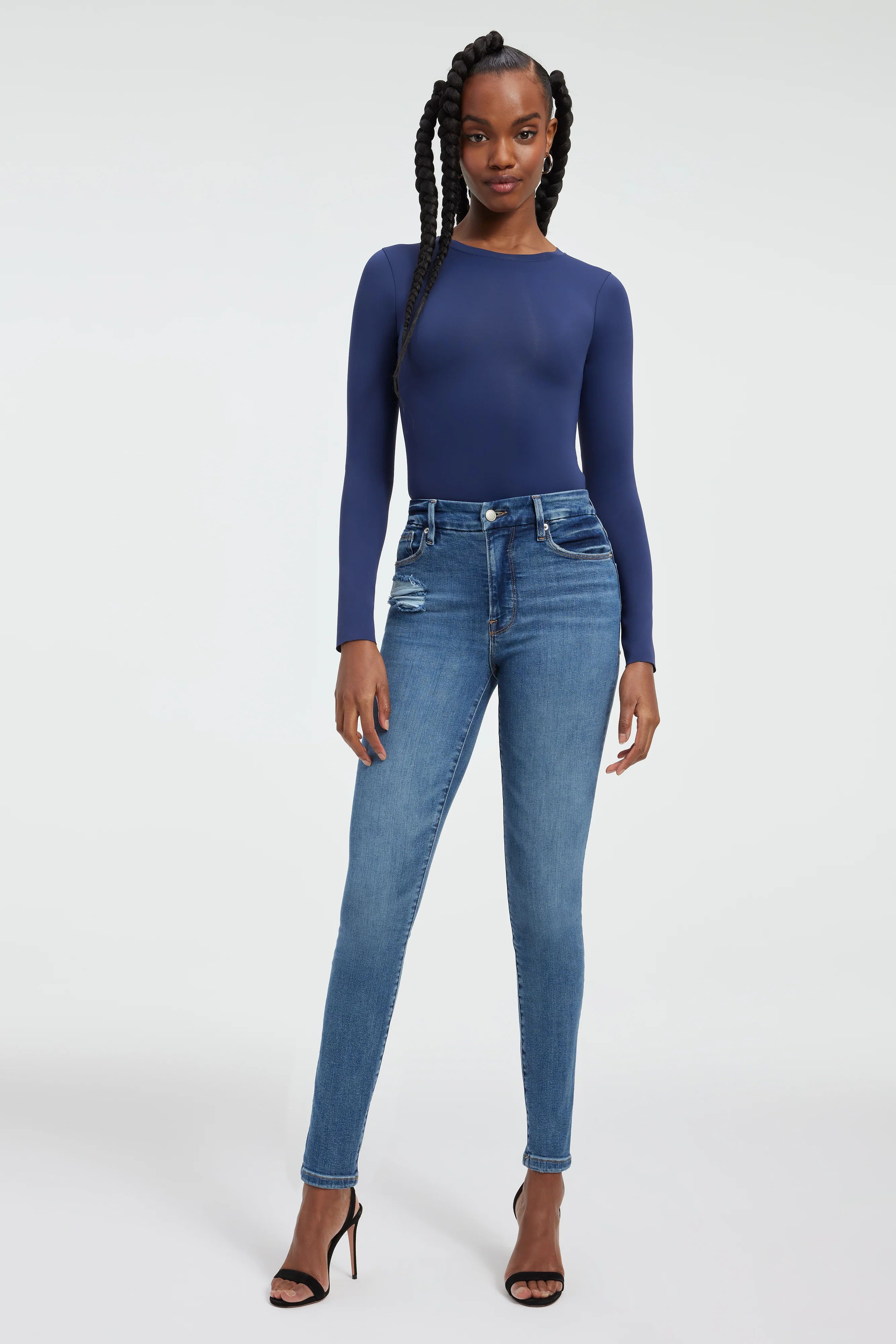 GOOD WAIST SKINNY JEANS | INDIGO402 | Good American