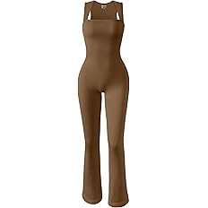 OQQ Women Yoga Jumpsuits Ribbed Strappy Sleeveless Tank Tops Exercise Bell Bottoms Flare Jumpsuit... | Amazon (US)