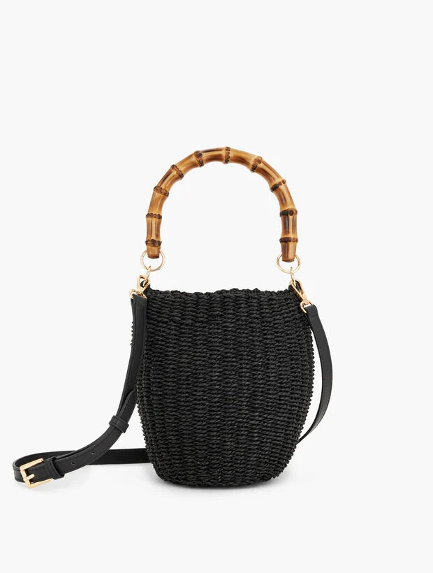Bamboo Handle Straw Bucket Bag | Talbots