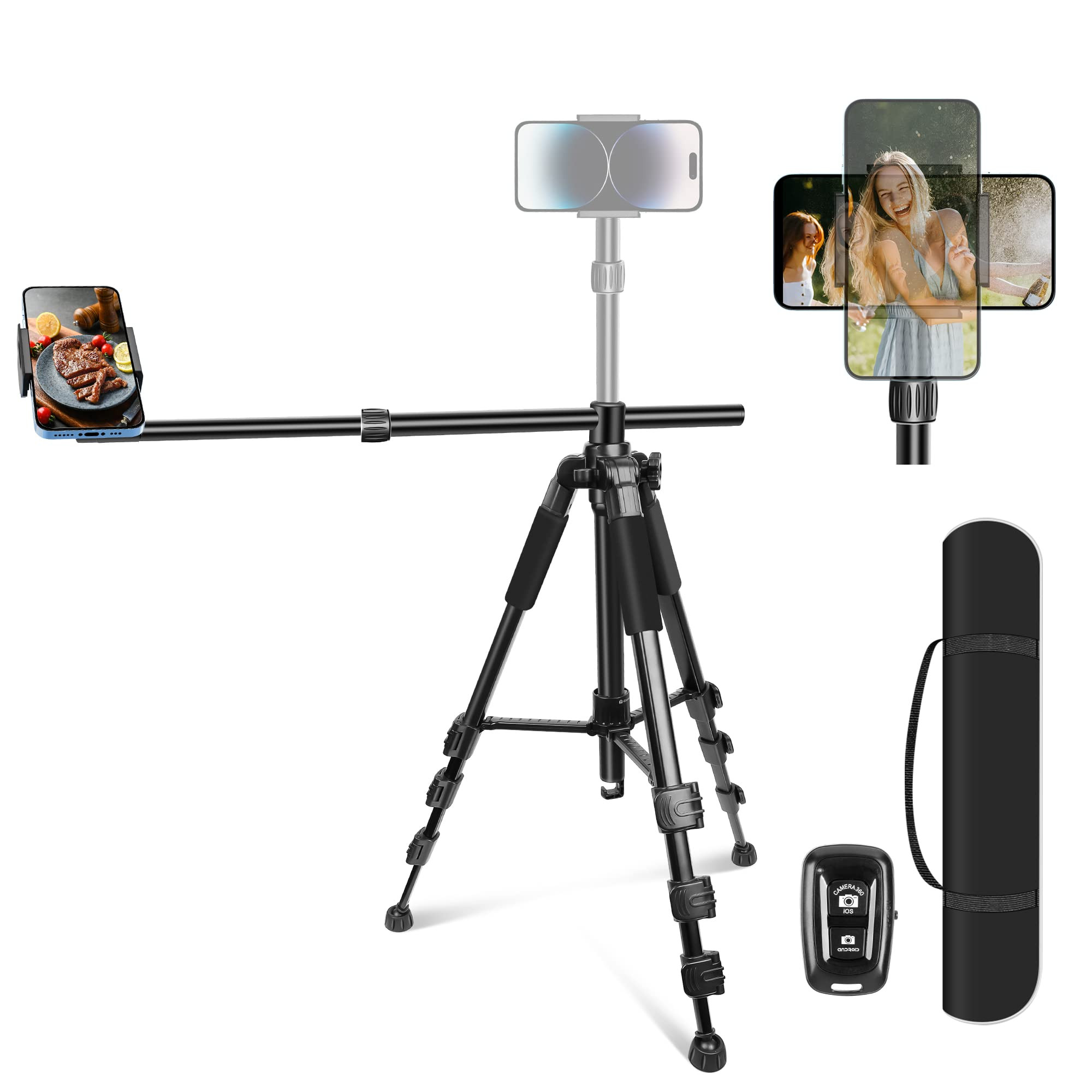 Elitehood iPhone Tripod for Overhead Video Recording [Heavy Duty & Ultra-Stable], 25in Horizontal... | Amazon (US)