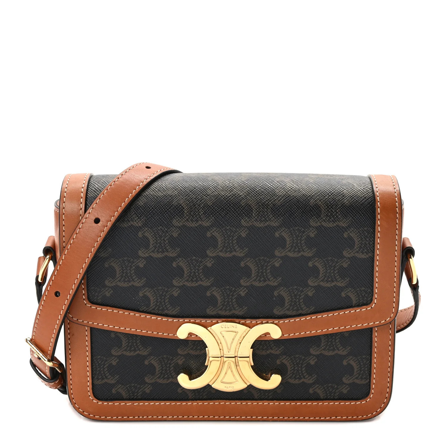 Triomphe Canvas Calfskin Teen Triomphe Bag Tan | FASHIONPHILE (US)