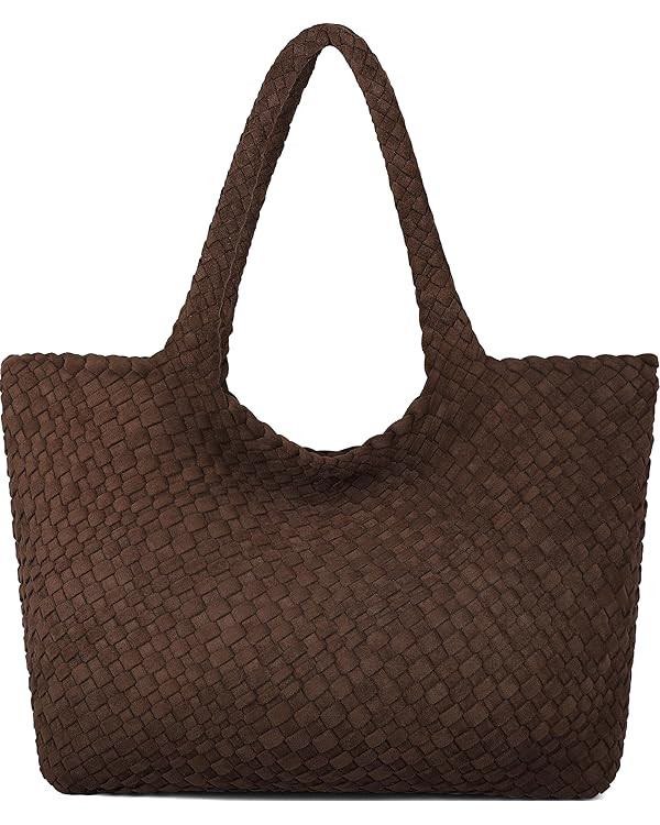 Queenoris Woven Bag for Women, Fashion Top Handle Shoulder Handbag Vegan Leather Shopper Purses L... | Amazon (US)