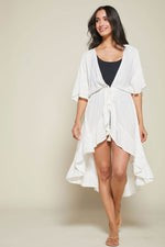 Surf Gypsy Lurex Stripe Swiss Dot Tie Front Coverup | Social Threads