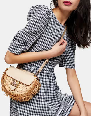 Topshop Crab Piece Straw Crossbody bag in Natural | ASOS (Global)