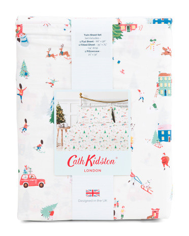 200Tc Snow Day Holiday Sheet Set, Cotton | TJ Maxx