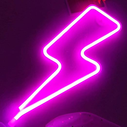 Lightning Bolt Neon Sign for Wall Decor,USB or Battery Decor LED Signs,Neon Lights for Bedroom,Li... | Amazon (US)