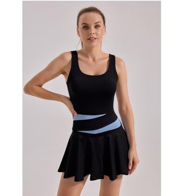 Womens Workout Dress Athletic Activewear for Exercise High Elasticity Summer Dress with Nude Feel Anti Exposure Design,black,Medium | Target