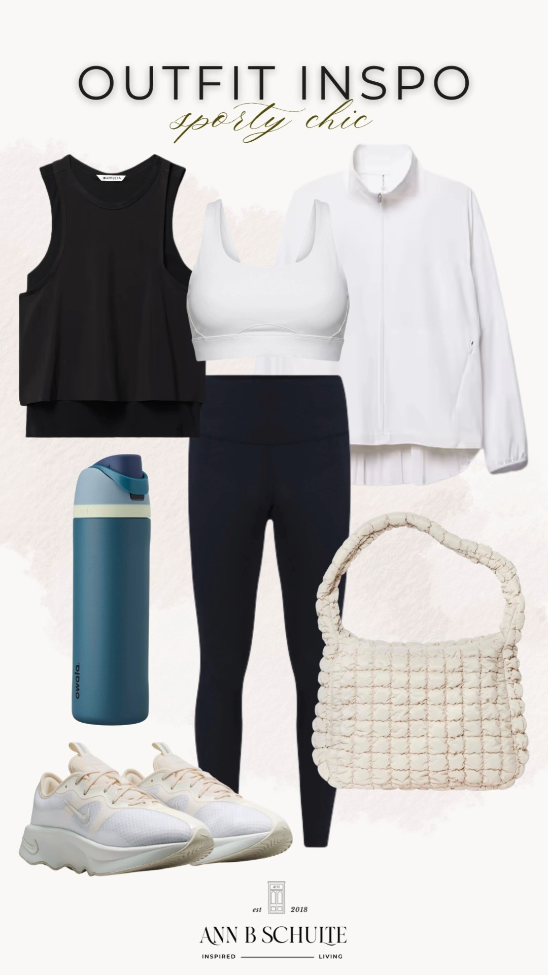 Sporty chic gets a polished update with this easy athleisure outfit formula. A sleek black tank, high-waisted leggings, and crisp white jacket create a clean base that works for everything from errands to coffee runs. Add fresh sneakers, a sleek water bottle, and a woven shoulder bag for those little details that make casual style feel pulled together. This is the kind of sporty outfit that keeps comfort front and center without sacrificing style. 🤍✨👟

#SportyChic #AthleisureStyle #SportyOutfit #CasualOutfit #AthleisureOutfit #ActivewearStyle #EverydayStyle #CasualChic #FallOutfitIdeas #OutfitInspo 

 #LTKootd