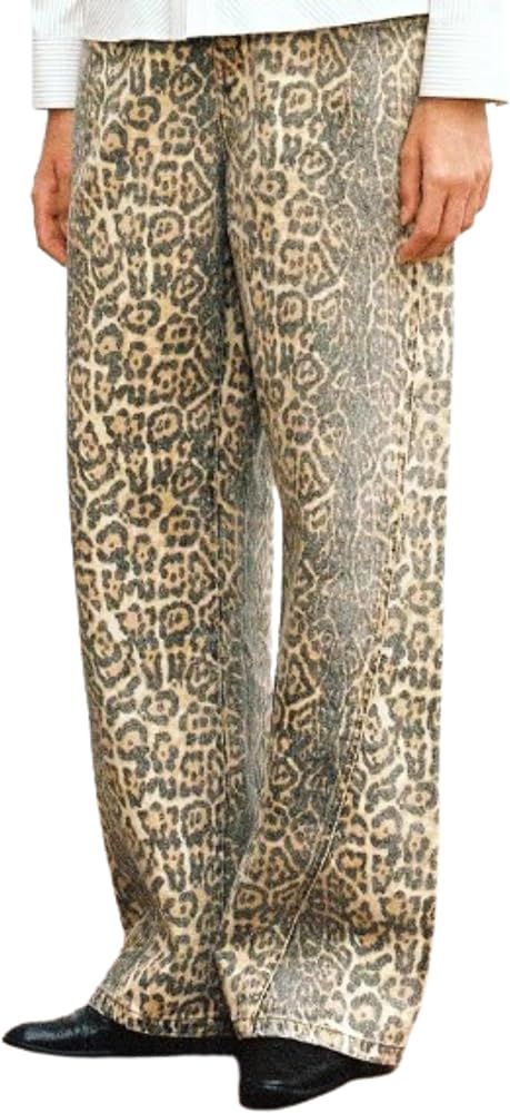 Leopard Print Jeans for Women - Y2K Light Cheetah Print Pants, Flare Straight Leg High Waisted Pa... | Amazon (US)