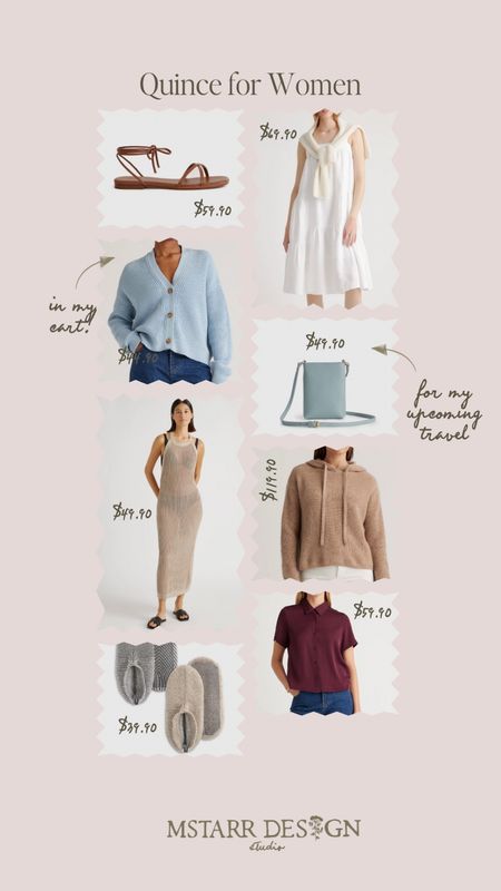 Quince…for women! Use code INFG-EMILYS10 for 10% your order (new customers only).

Spring outfit, summer outfit, white dress, linen, travel outfit, leather sandals, boxy cardigan sweater, cashmere hoodie, leather bag, loungewear, slippers 

#LTKstyletip #LTKover40 #LTKfindsunder100