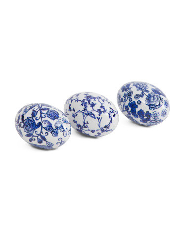 Set Of 3 Floral Porcelain Eggs | TJ Maxx