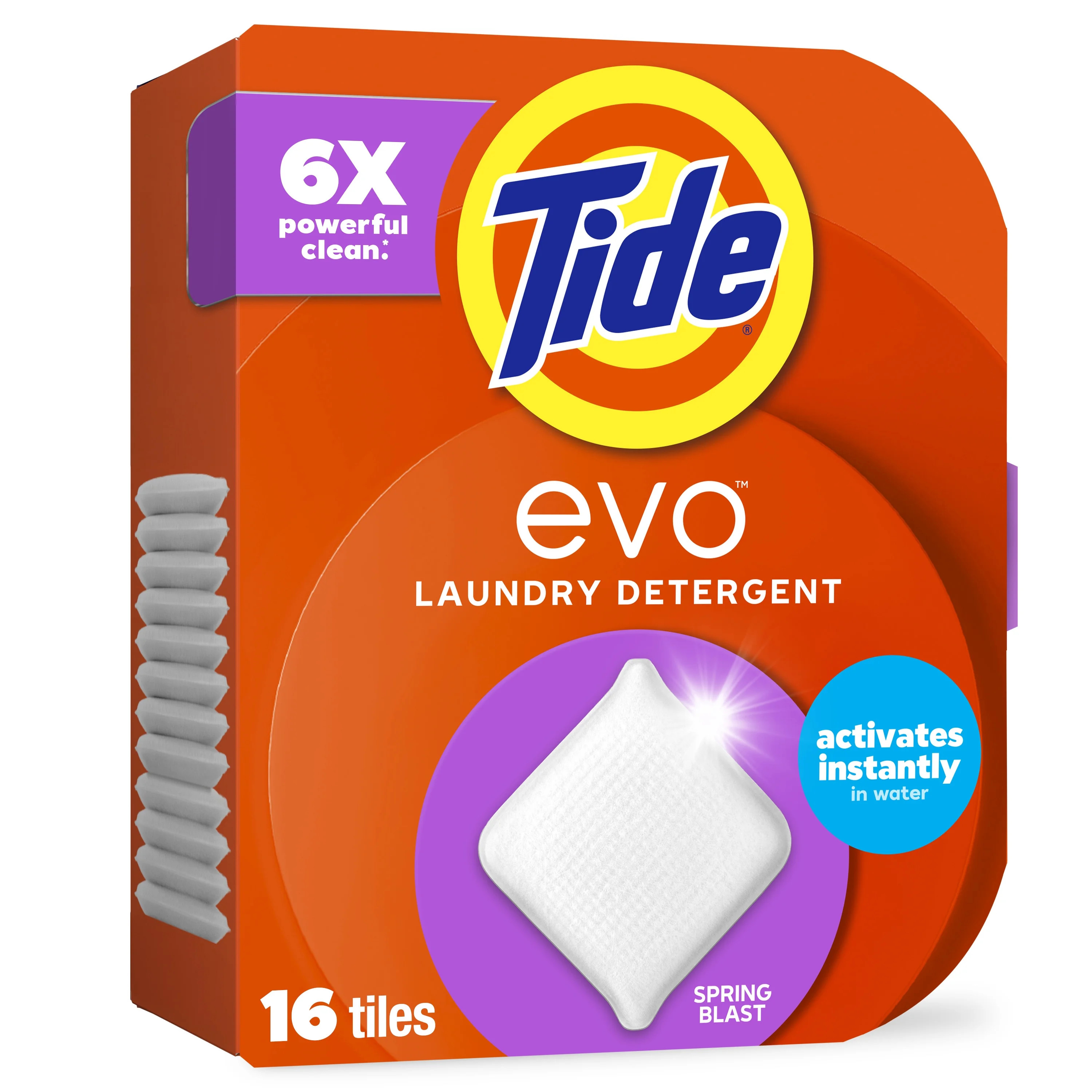 Tide Evo Laundry Detergent Tiles, 100% Concentrated, 6X Cleaning Power, Spring Blast Scent, 16 Co... | Walmart (US)