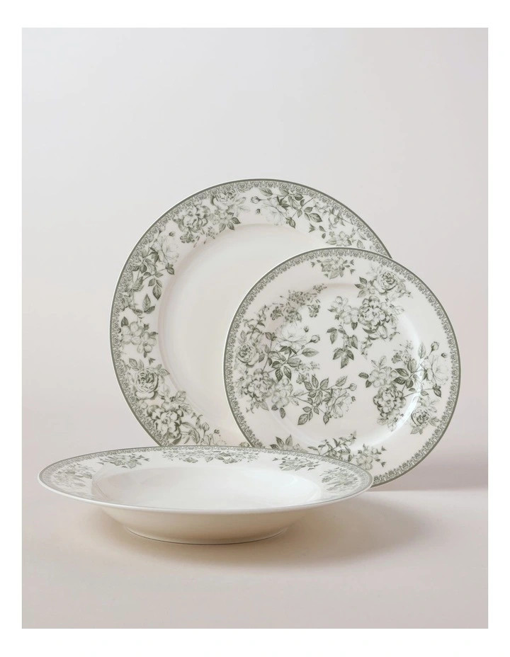 HeritageAster 12pc Dinner Set in Green Toile | Myer