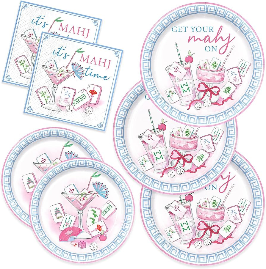 150pcs Mahjong Party Plates Napkins Disposable Tableware Supplies for Special Events Mahjong Game... | Amazon (US)