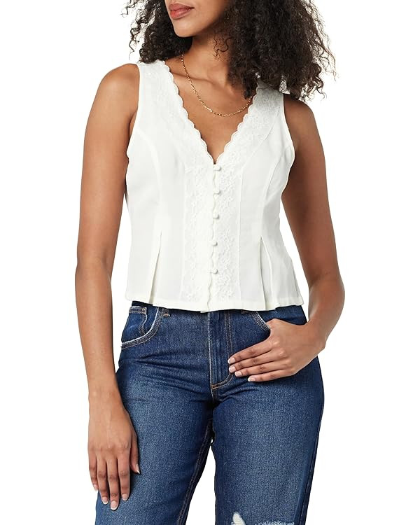 The Drop Women's Paloma Lace Trimmed Sleeveless Top | Amazon (US)