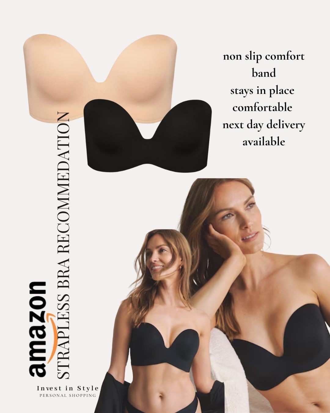 Strapless bra recommendation … 
Comfort band with grip 
Moulded supportive cup which sits low at the front - great with strappy or strapless dresses . 
I tend to size up in the band and down in the cup for better comfort - available in both nude and black shades.

#ad
Amazon

#LTKuk #LTKstyletip #LTKpartywear