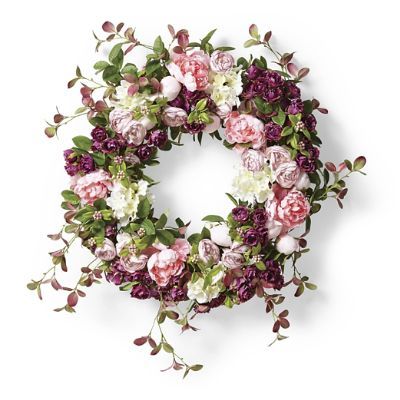 Lavender Rose and Pink Peony Trailing Wreath | Frontgate | Frontgate