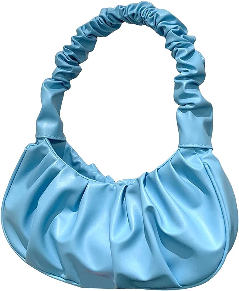 WDIRARA Women's Ruched Bag PU Leather Shoulder Handbag Bag Mini Purse | Amazon (US)