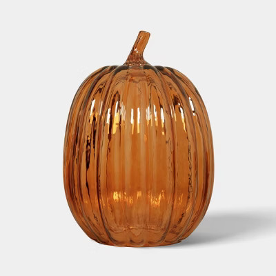 11.22" Tall Glass Fall Pumpkin Translucent Orange - Threshold™ | Target